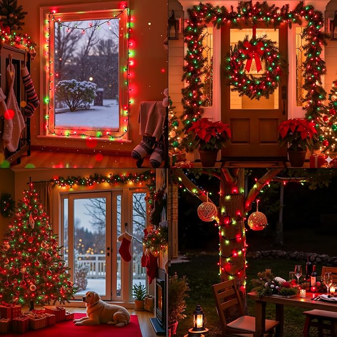 Red and Green Christmas Lights, 13FT 50 Count Incandescent Blub Mini Lights - Image 8