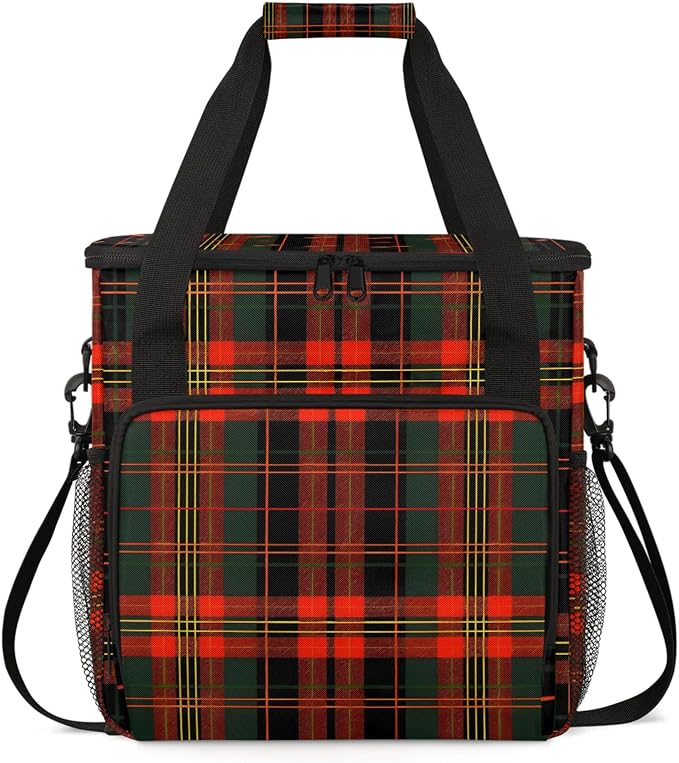 Christmas Plaid Red And Green Coffee Maker Carring Bag, Large Insulated Storage by Home