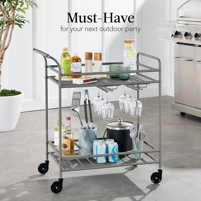 Best Choice Products Rolling Bar Cart, Mobile Home Bar Serving Cart, Serving - Image 3