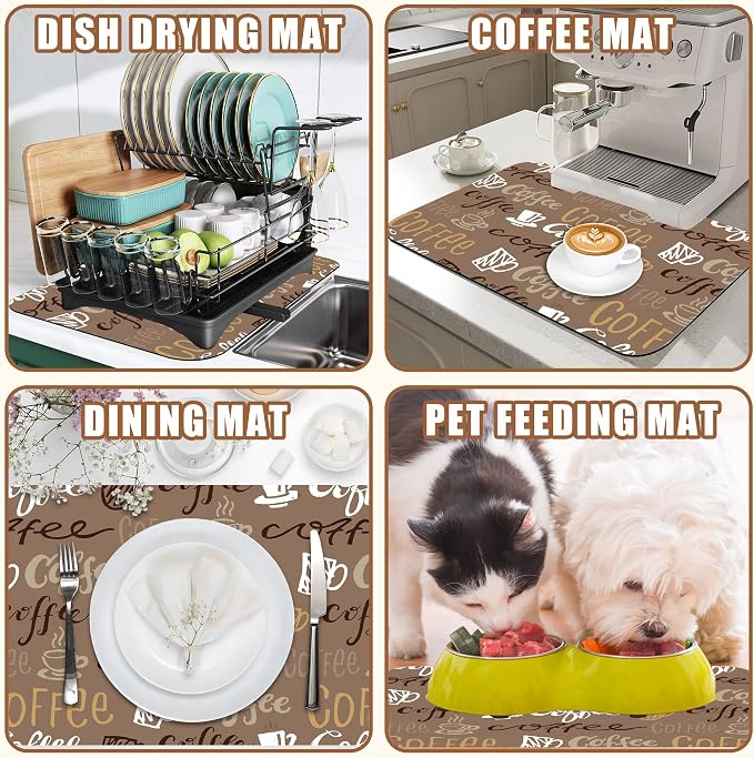 Doodle Coffee Dish Drying Mat Coffee Bar Mat - Image 7