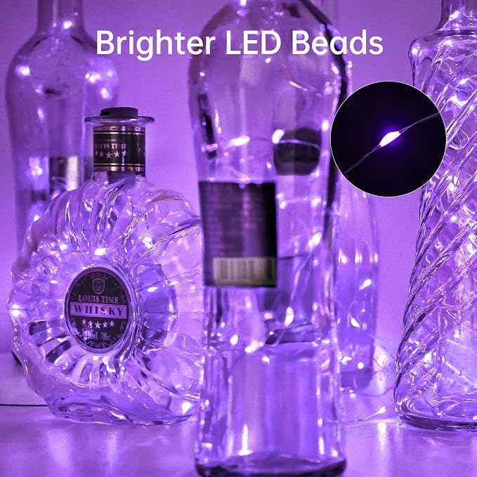 Aluan Wine Bottle Lights with Cork 10 Pack 20 LED Waterproof Halloween Fairy - Image 4