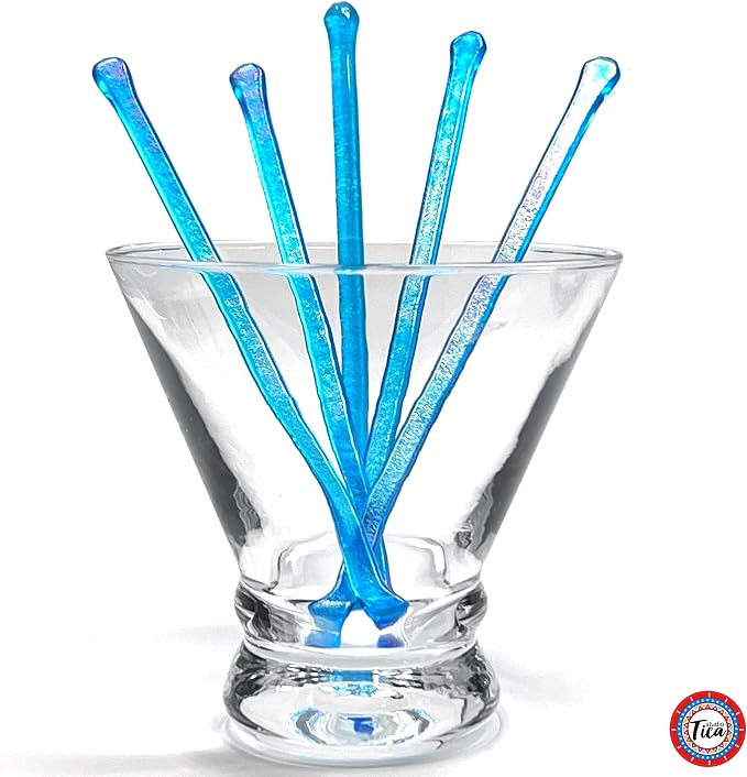 studioTica Handmade Glass Swizzle Sticks: Capri Fire, Cocktail + Hiball Stirrer - Image 2