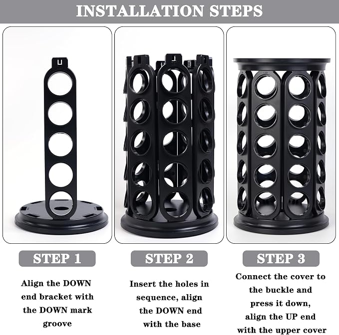 Coffee Pod Holder, Holds 40 K Cup Coffee Capsules, Large Capacity Round - Image 3