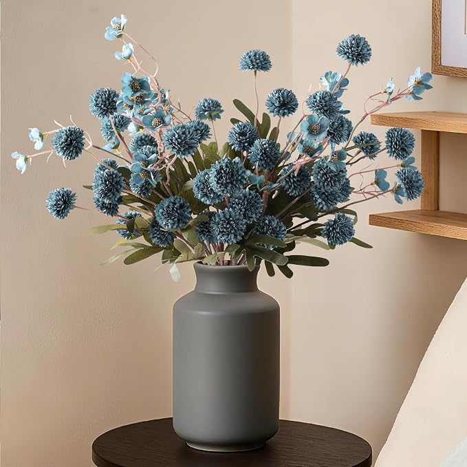 HyeFlora Fake Kiku Flowers, Faux Silk Pompon Mums Artificial Flowers, - Image 2