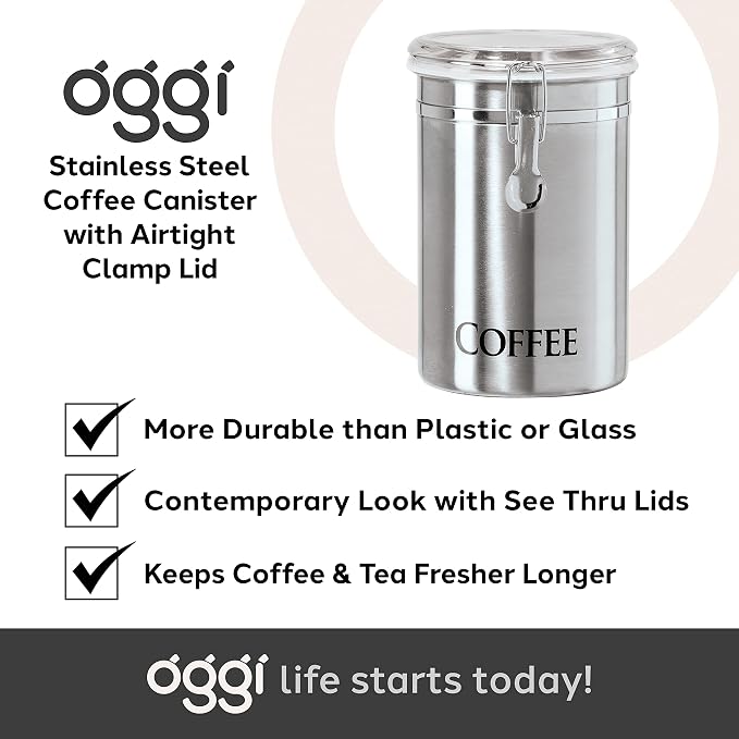 Oggi Stainless Steel Coffee Canister 62 fl oz - Image 7