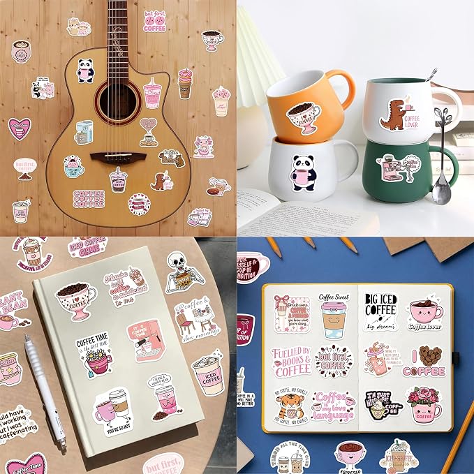 Funny Coffee Stickers Pack, Vinyl Waterproof Cute Decals - Image 6