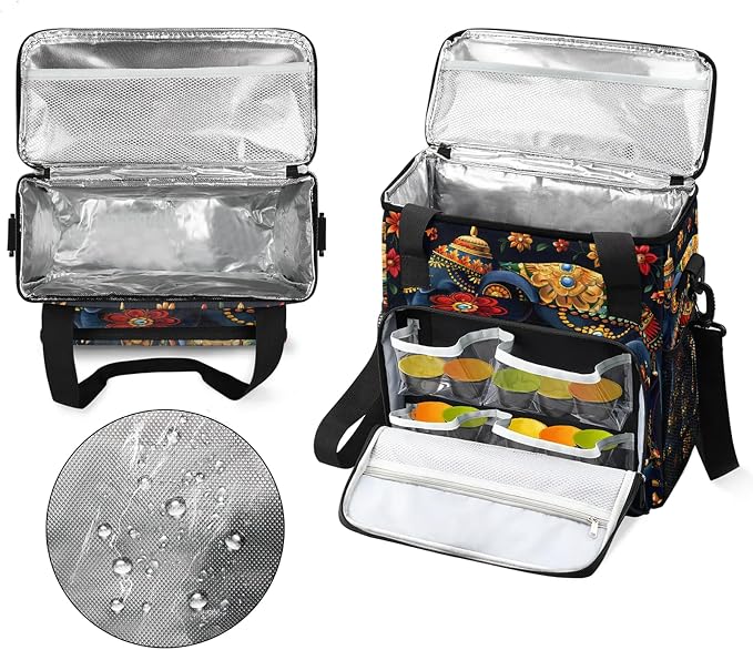 Elephant Bohemian Floral Coffee Maker Carring Bag, Large Insulated Storage - Image 3