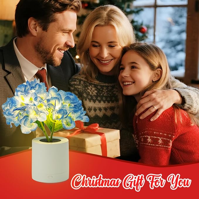 WSYEAR Blue Artificial Hydrangea LED Flower Lamp -Christmas Birthday Gifts - Image 2