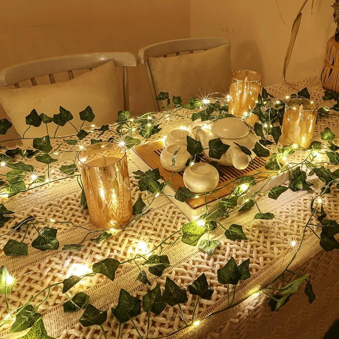 Vine with Fairy Lights, 2 Pack 40LEDs Vine Lights Green Ivy Vines String Lights - Image 3