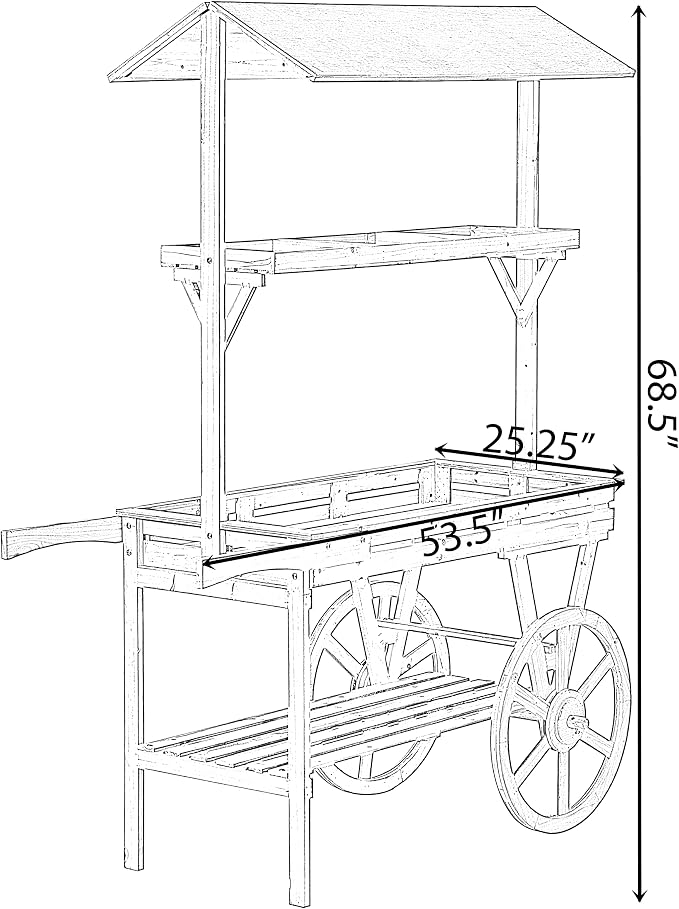 Vintiquewise Large Wooden 3 Tier Rolling Table Cart - Image 4