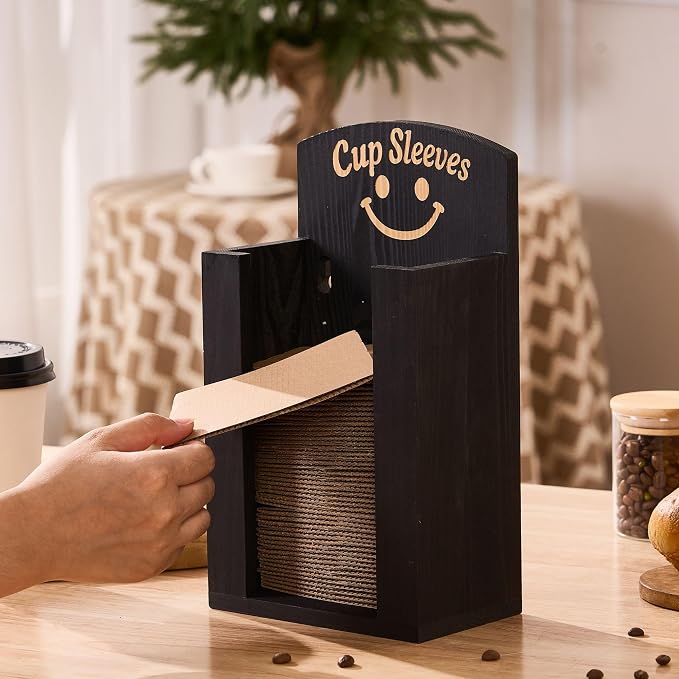 GoFika Coffee Cup Sleeve Holder – Black Hot Cup Dispenser - Image 4