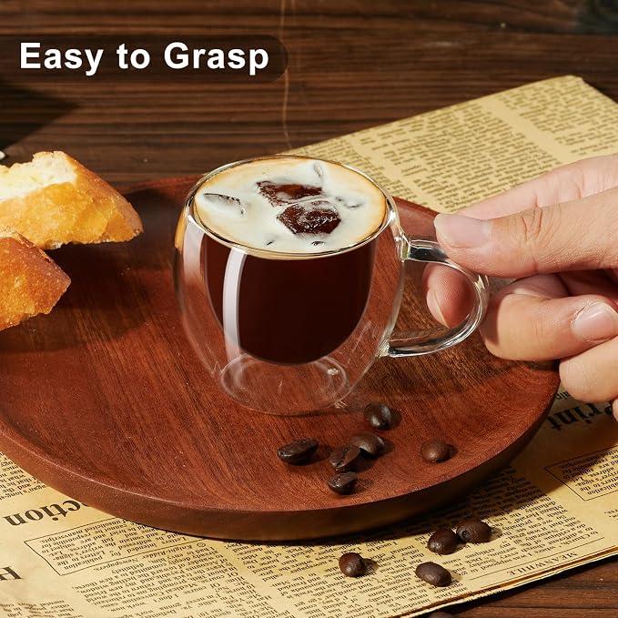 PARACITY Espresso Cups Set of 2, Double Walled Espresso Shot Glass - Image 4
