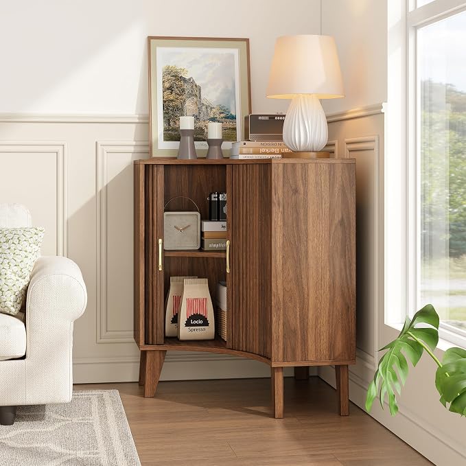 Fluted Corner Cabinet, Small Corner Floor Cabinet - Image 8