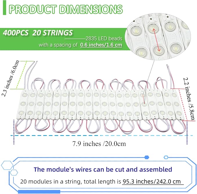 400 Pcs Cool White 12000-14000K 1.5W LED Module Light Strip, Storefront Lights - Image 3