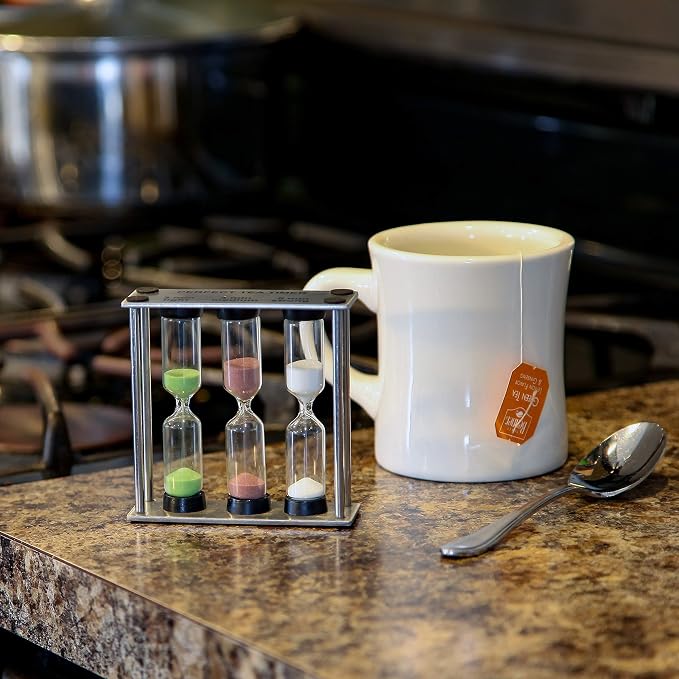 Lily's Home 3.75" Tall 3-in-1 Perfect Tea Timer, Includes 3, and 5 Minute Sand - Image 3