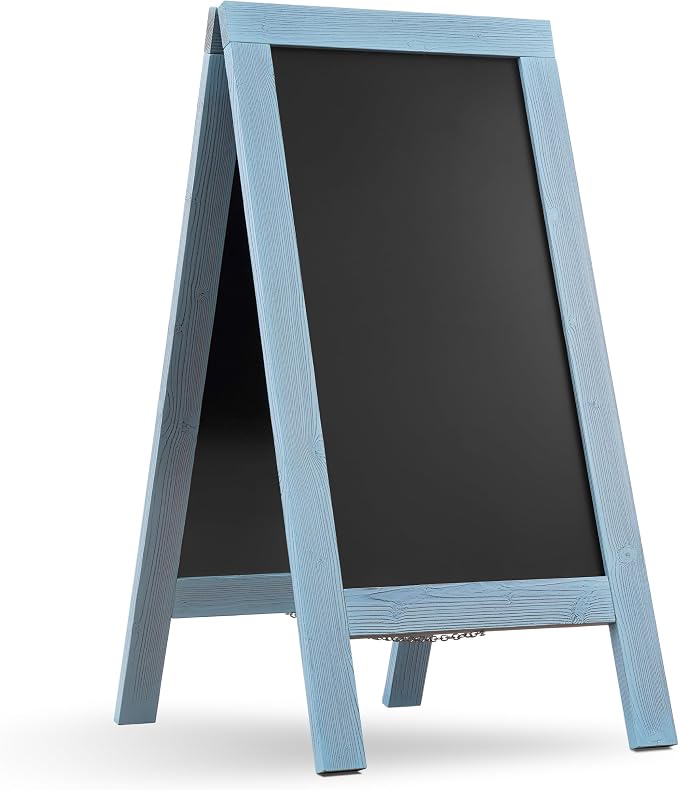 DAHAPYBOO Sandwich Board 40"x20" Solid Pine Wood Rustic Blue, Chalk Board Sign by DAHAPYBOO