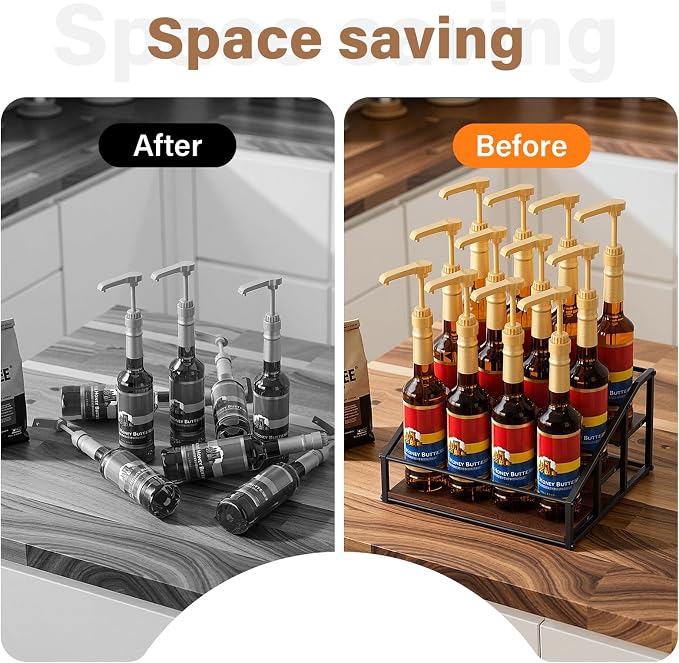 kimilus Coffee Syrup Organizer Rack, Liquor Bottle Display Shelf, 3 Tier 12 - Image 7
