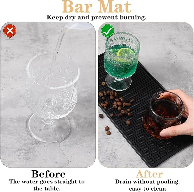 10 Pcs Black Bar Mats, 11.8" x 6" Non-Slip Glass Drying Mat, Cocktail Mat - Image 4