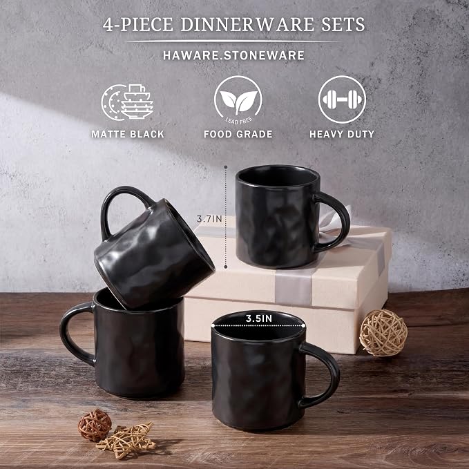 HaWare 14OZ Coffee Mugs Set of 4, Stoneware Coffee Cups - Image 2