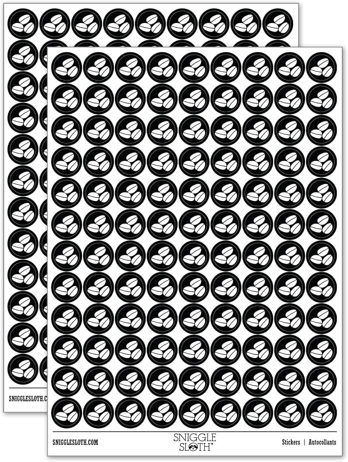 Coffee Beans Trio 200+ Round Stickers by Sniggle+Sloth
