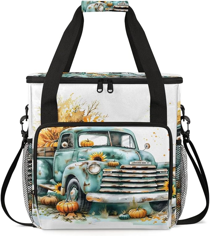 Truck Fall Pumpkin Sunflower Coffee Maker Carring Bag, Large Insulated Storage by Home