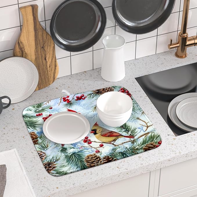 Winter Birds Dish Drying Mats 16x18 Inch - Image 6