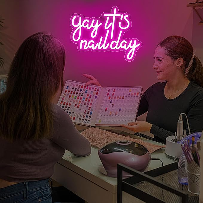 Yay It's Nail Day Neon Sign for Wall Decor Neon Light for Salon Bar Beauty Room - Image 6