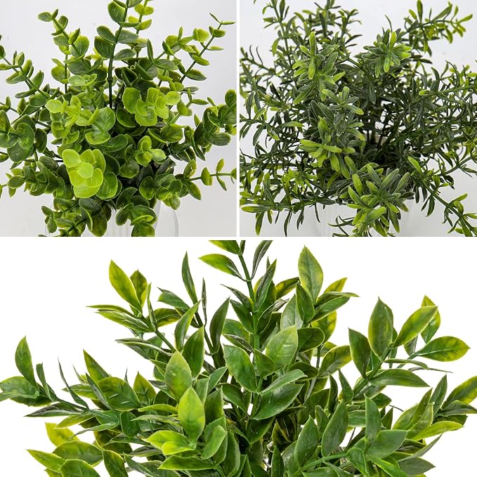 Hollyone 3 Pack Artificial Potted Plants Eucalyptus Rosemary ZZ Plant - Image 3