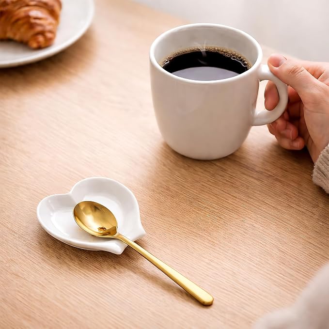 Coffee Spoon Rest, Heart Shaped Ceramic Teaspoon Holder - Image 2