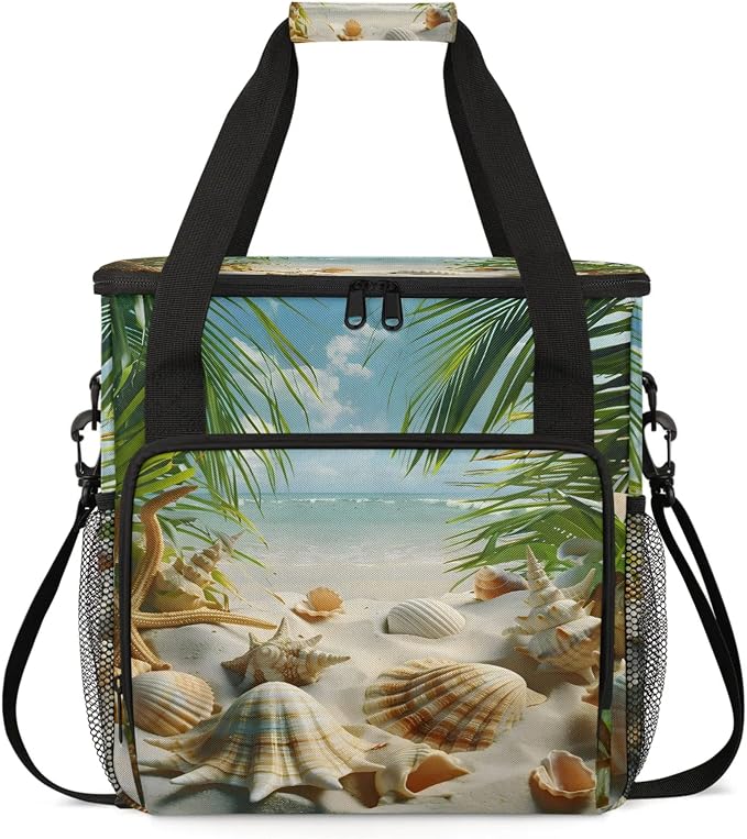 Ocean Beach Seashell Palm Tree Coffee Maker Carring Bag, Large Insulated by Home