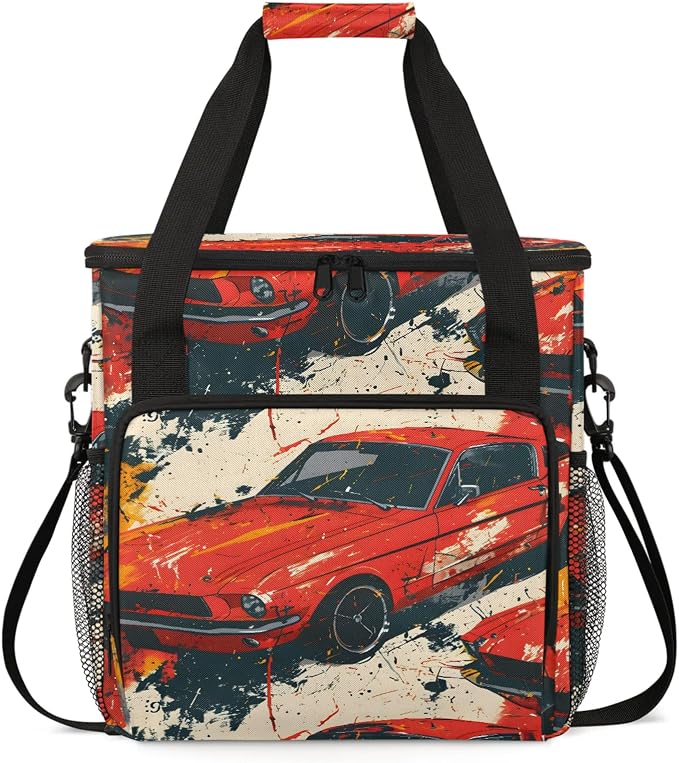 Vintage Red Racing Car Coffee Maker Carring Bag, Large Insulated Storage by Home
