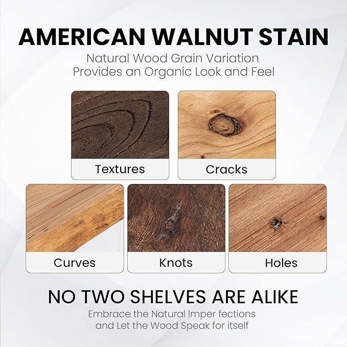 Fun Memories Floating Shelves for Wall Set of 2, Rustic Solid Elm Wood Live - Image 5