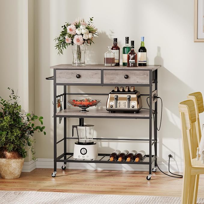 HOOBRO Kitchen Island with Storage, Rolling Island Cart - Image 7