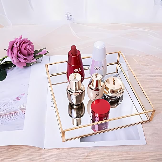 Sooyee Gold Square Mirror Tray, Coffee Table - Image 4