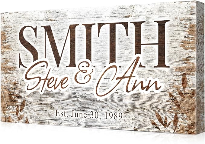 IPIC - Personalized Family Wall Art Canvas, Custom Last Name Sign, Farmhouse by IPIC