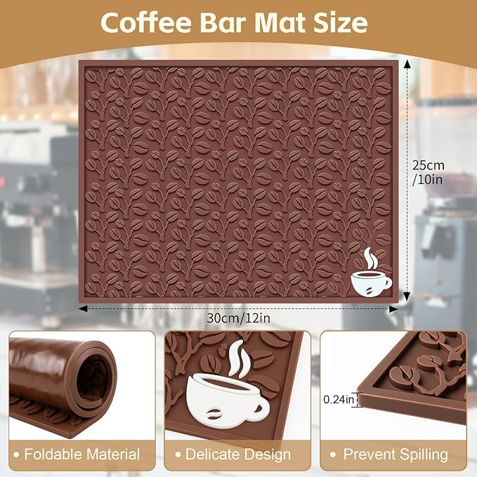 Coffee Bar Mat, 3D Coffee-Bean Pattern Pad - Image 7