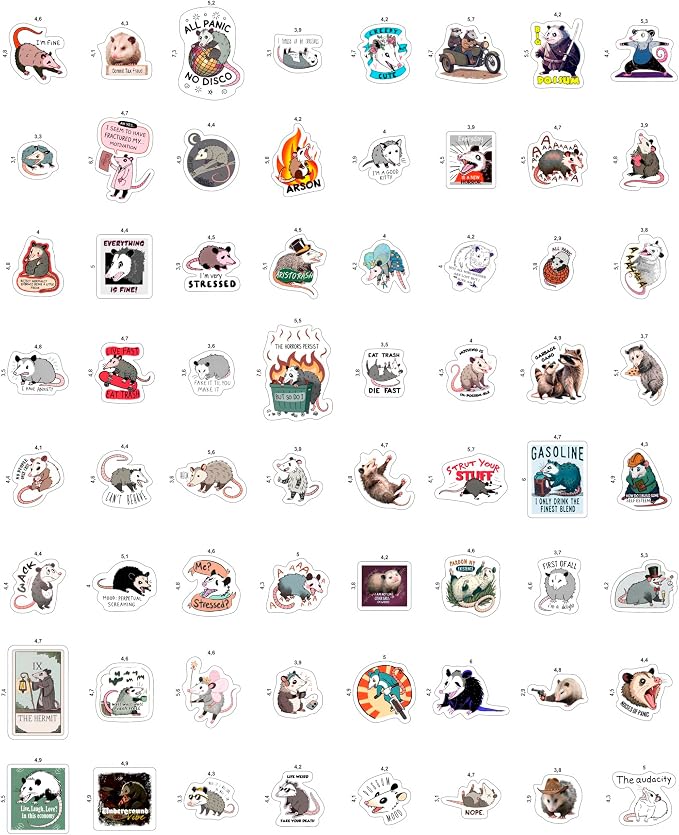 100Pcs Possum Stickers, Opossum Stickers - Image 3