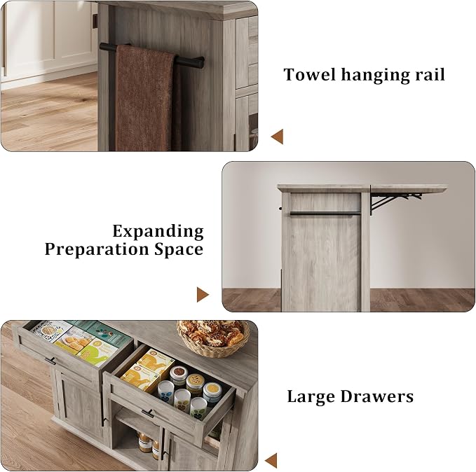 Mobile Storage Island, 2-Tier Rolling Kitchen Cart - Image 5