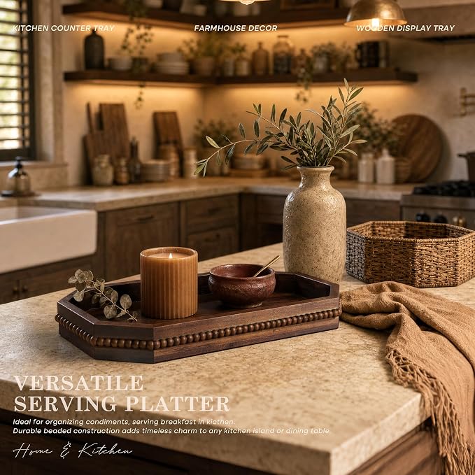 EOSAHR Acacia Wood Rustic Decorative Tray - Image 3