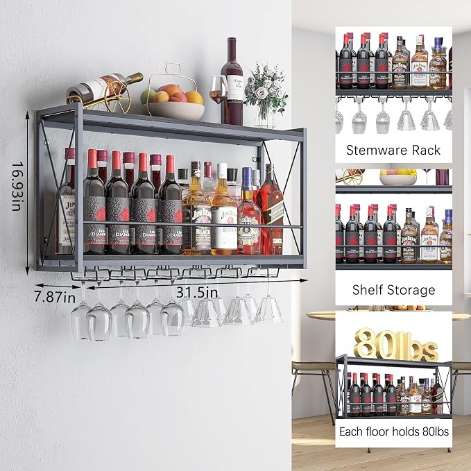 Dokser Wine Rack Wall Mounted Shelf - Image 6