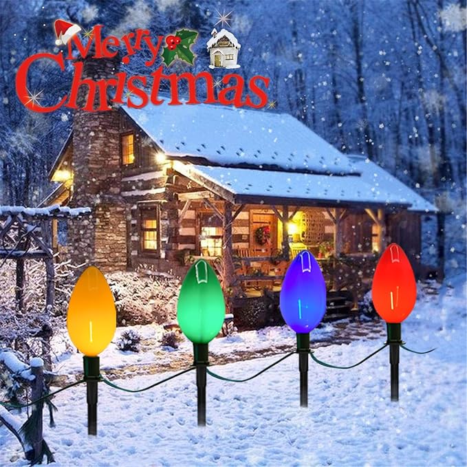 C9 Christmas Path Marker Light Outdoor, 7 Feet LED Christmas Pathway Lights - Image 6