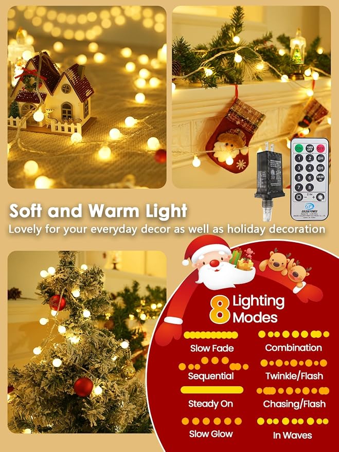 2-Pack Connectable Globe String Lights | Total 152FT 400LED Warm White - Image 7