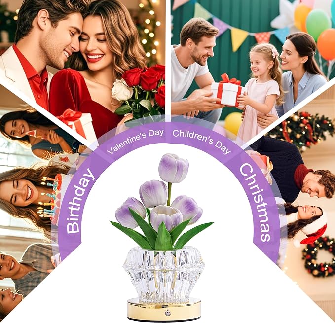 Artificial Purple Tulip Flower Lamp Night Light - Image 7