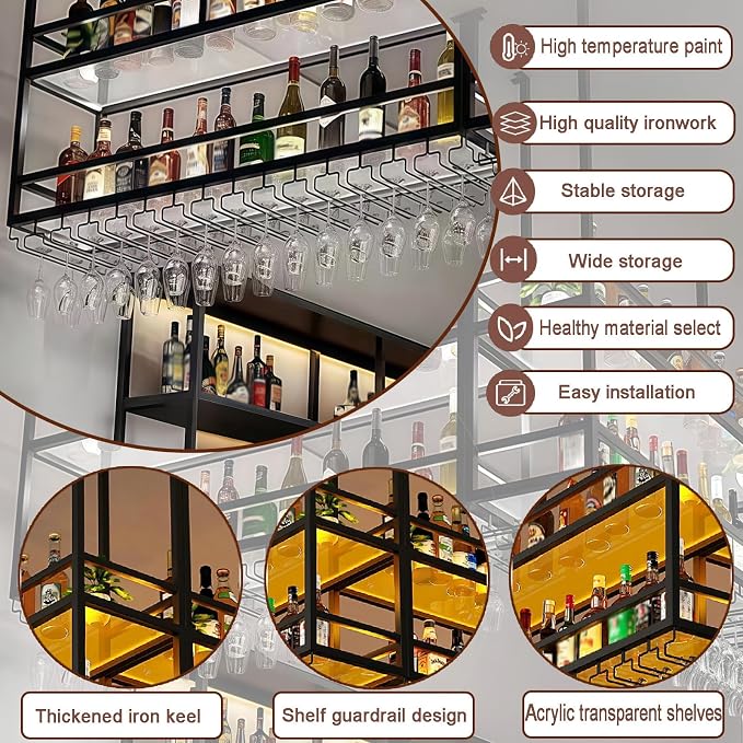 31.4IN Ceiling Wine Glass Rack - Image 3