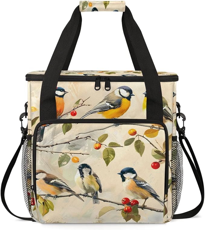 Vintage Bird Coffee Maker Carring Bag, Large Insulated Storage Organizer Case by Home