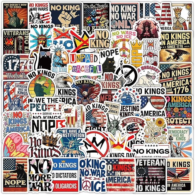 60PCS No Kings Stickers, Anti Kings USA Patriotic Stickers, Funny Anti Tr××p by Unknown