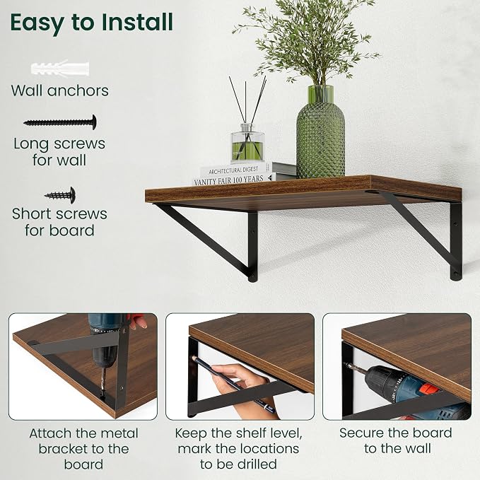 Floating Shelves 12 Inch Deep, 36W x 12D Wall Shelf Set of 2, 60 lbs Heavy Duty - Image 7