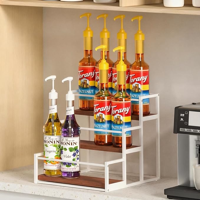 THYGIFTREE Coffee Syrup Rack Organizer 3-Tier 12 Syrup Bottles Holder Stand by THYGIFTREE