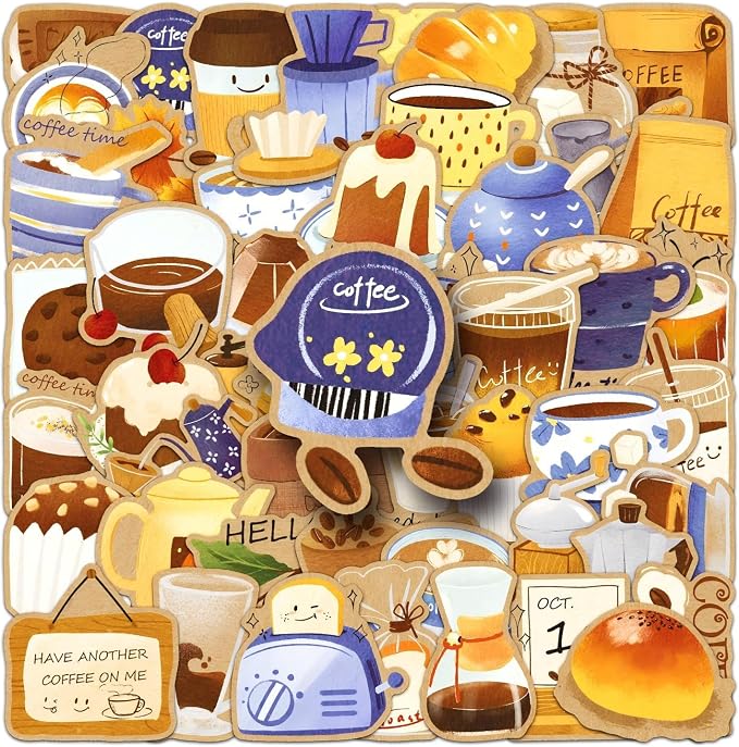 50pcs Aesthetic Coffee Time Stickers by Unknown