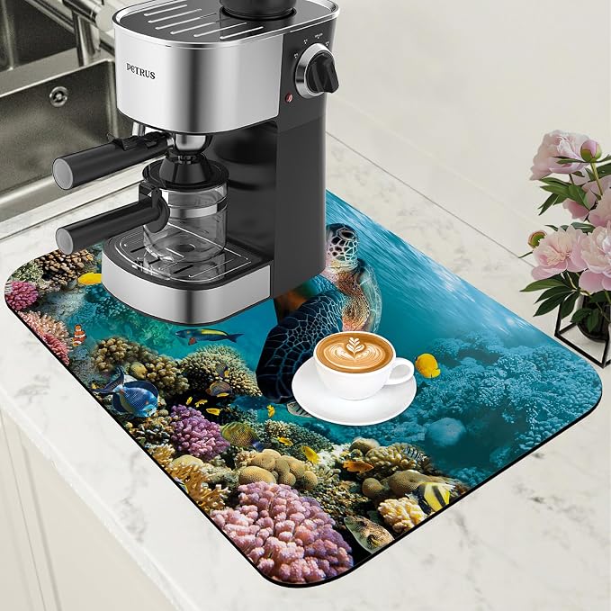 Sea Turtle Coffee Mat Absorbent Dish Drying Mat by Unknown
